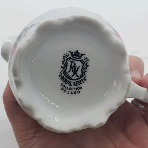 Vintage China Royal Kent Collection Poland Bavarian Rose Sugar Bowl & Creamer - Picture 12 of 13